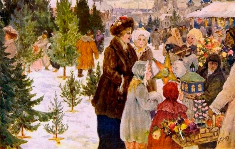 Рождественский базар, 1906 г. Александр Бучкури (1870 - 1942 гг.).