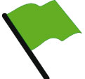 Зелёный флаг используется для подачи старта на тренировку или прогревочный круг. Если показан во время заезда, то отменяет действие жёлтого флага и означает, что опасность устранена.
