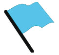 Голубой флаг показывают водителю, отставшему на круг, что его собираются обогнать один или несколько более быстро движущихся картов. Препятствовать обгону запрещается.